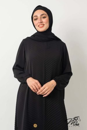 Pleated abaya with regular Sleeve