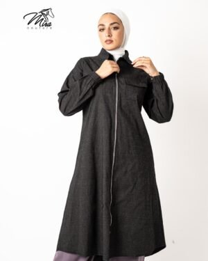 Black Denim Cardigan with zipper