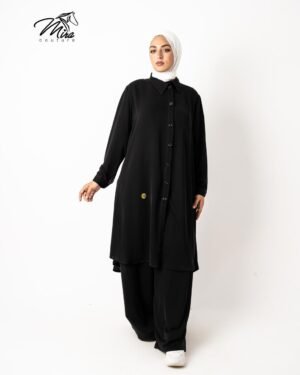 Black Long Blouse with Buttons